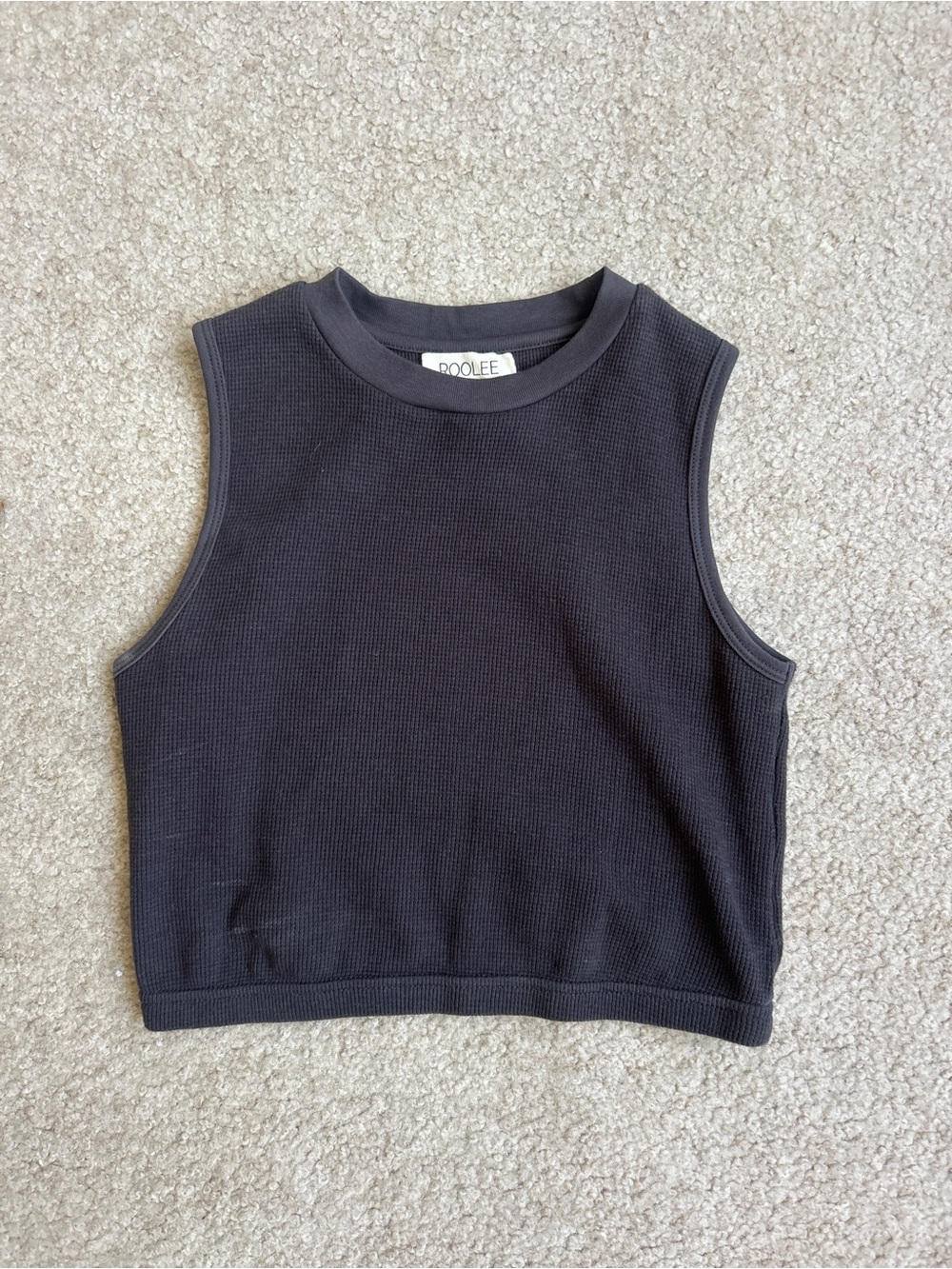 Roolee Gray Waffle Knit Willow Textured Crop Tank